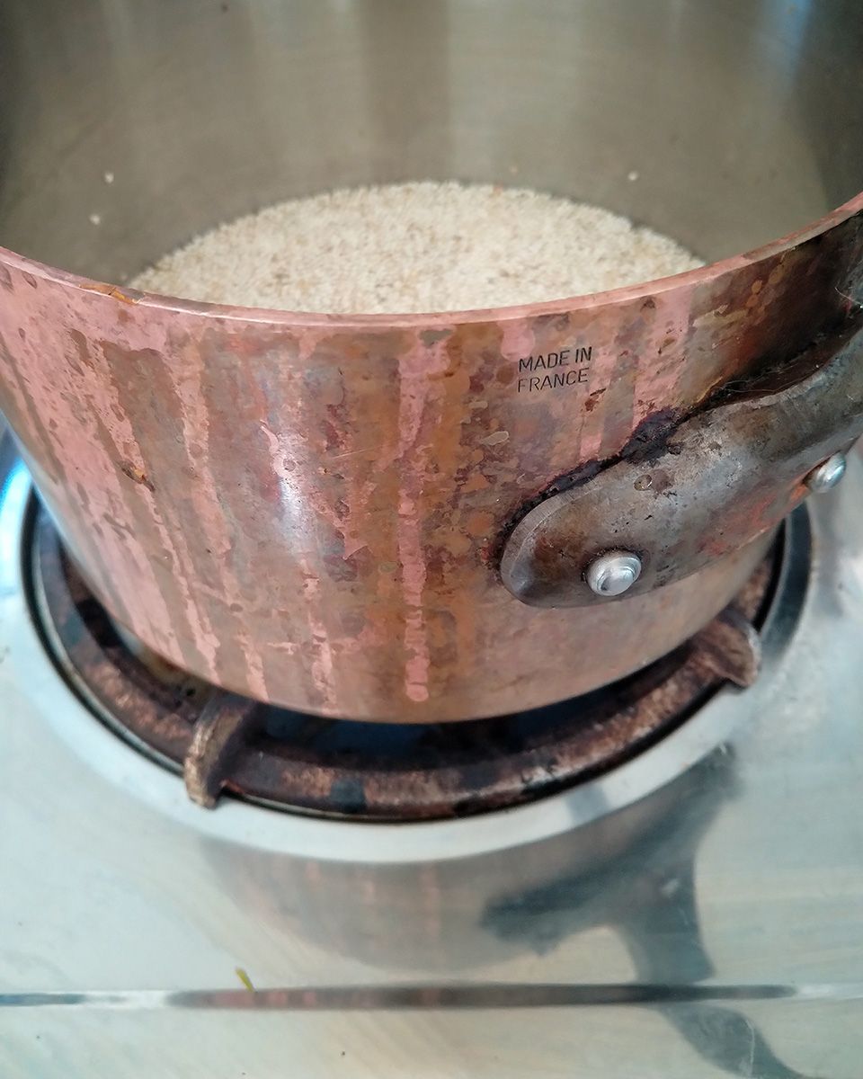 Oops, I might polish this pot later... But first the quinoa must cook! - Victoria Waghorn